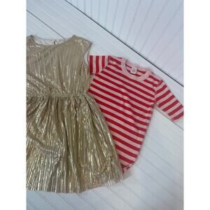 Crewcuts & Hanna Andersson Girls Dress and Red & Pink Striped PJ Top Size 14